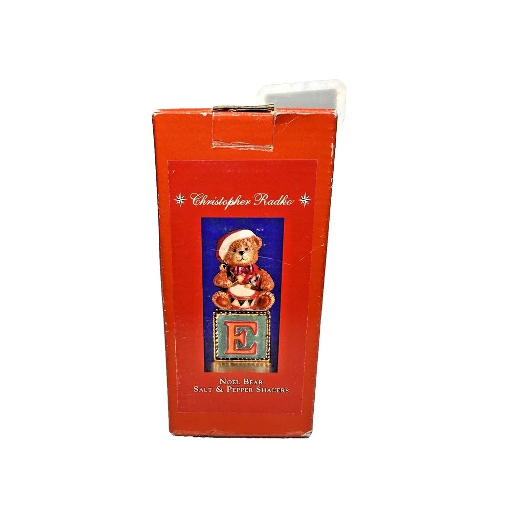Christopher Radko Noel Bear‎ Salt & Pepper Shaker 🎄 Retired – Pre‑Owned Good